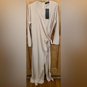 Annah Hariri Jumpsuit XXL With Skirt Blush Tan Modest Side Tie